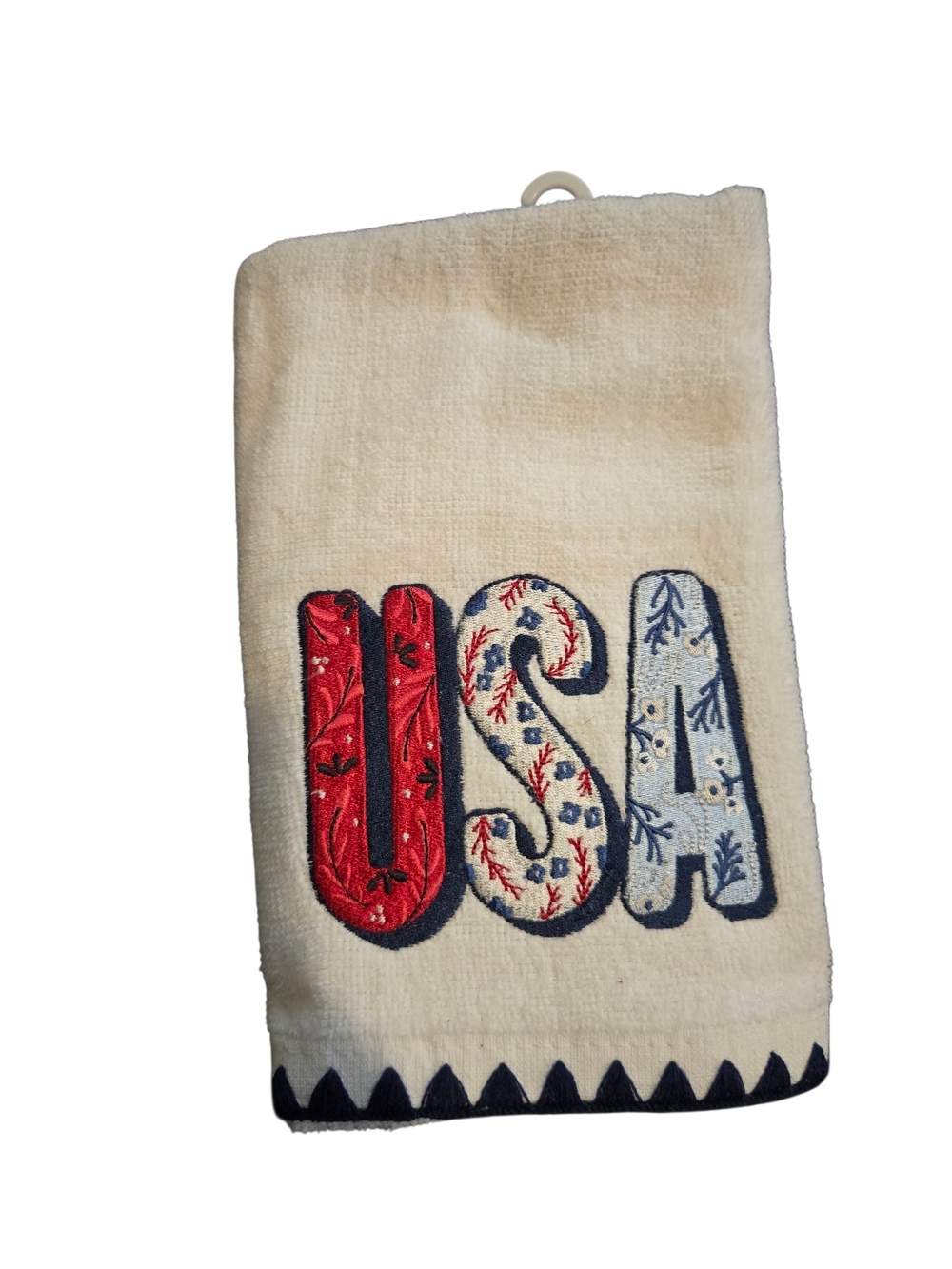 USA Embroidered Cream Hand Towel - 2 NWOT